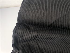 Fastvævet fløjl - bredstribet i sort